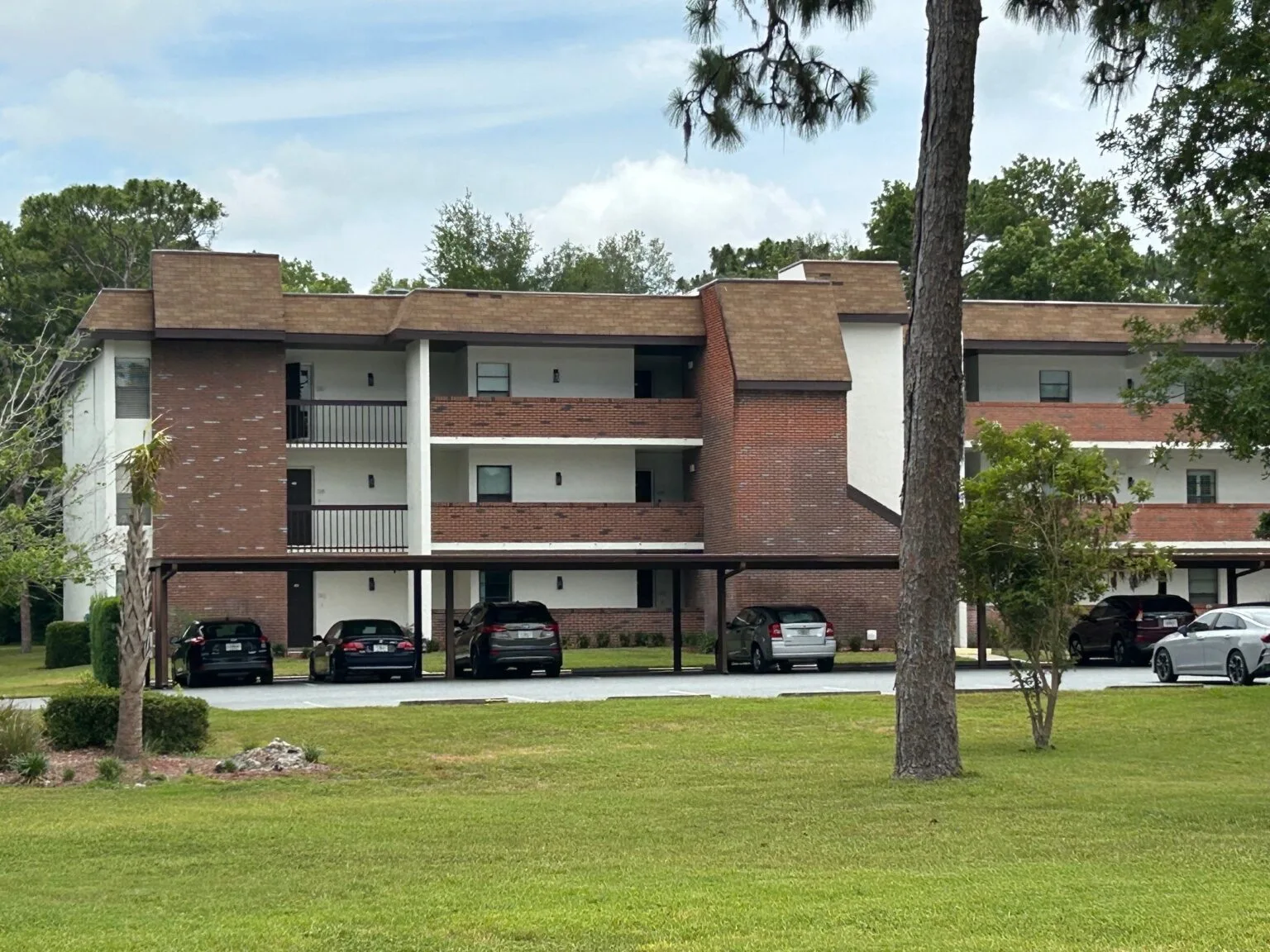 View of left side of Building 1, seen from the driveway.